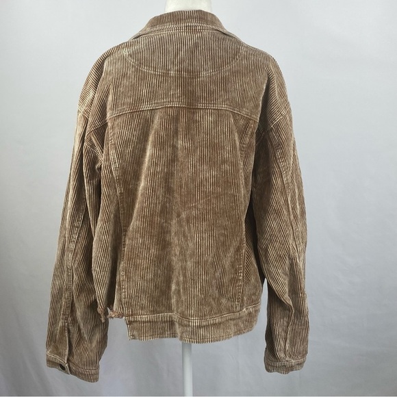 POL Brown Corduroy Distressed Jean Jacket Size M Raw Hem Oversized - Picture 5 of 12